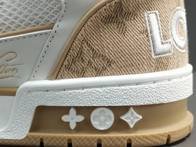 Louis Vuitton LV Trainer Beige White Monogram Canvas Dual-Strap Closure Lifestyle Sneakers 9