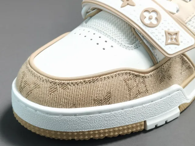 Louis Vuitton LV Trainer Beige White Monogram Canvas Dual-Strap Closure Lifestyle Sneakers 10