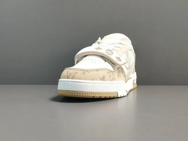 Louis Vuitton LV Trainer Beige White Monogram Canvas Dual-Strap Closure Lifestyle Sneakers 11