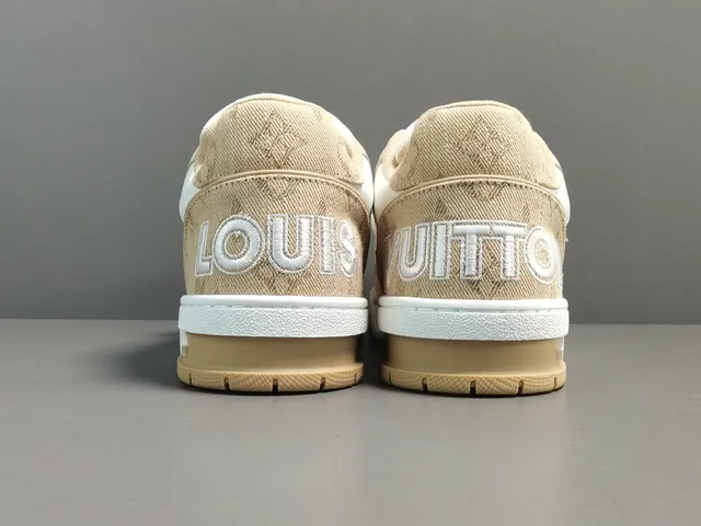 Louis Vuitton LV Trainer Beige White Monogram Canvas Dual-Strap Closure Lifestyle Sneakers 17