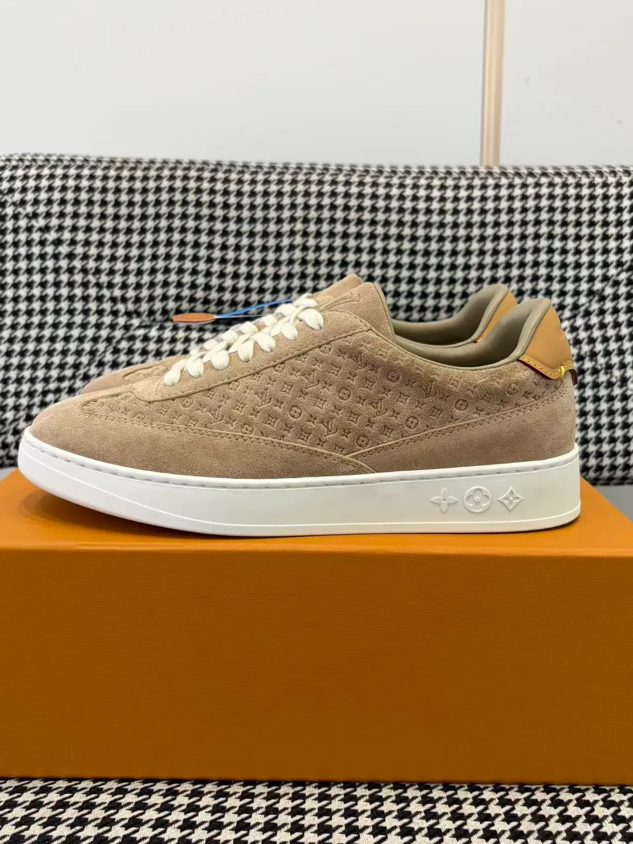 Louis Vuitton LV Trainer Beige White Monogrammed Suede Low-Top Lifestyle Sneakers 5