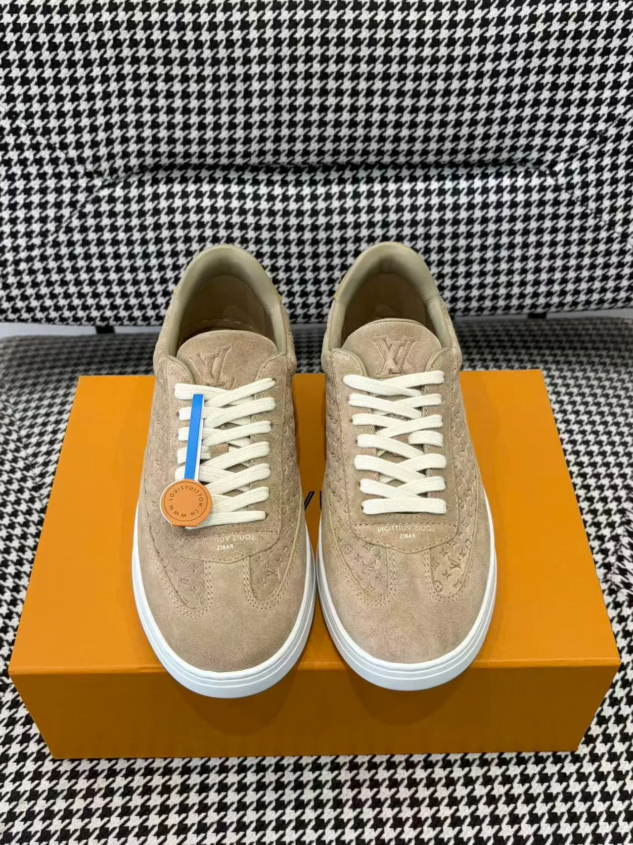 Louis Vuitton LV Trainer Beige White Monogrammed Suede Low-Top Lifestyle Sneakers 6