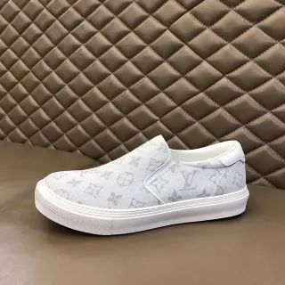 Louis Vuitton LV Trainer Beige White Slip-On Monogram Jacquard Canvas Lifestyle Sneakers