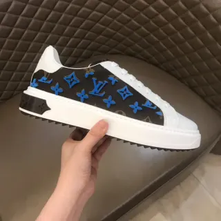 Louis Vuitton LV Trainer Black Blue Monogrammed Canvas Platform Sole Lifestyle Sneakers