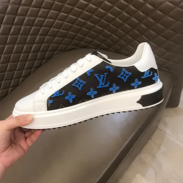 Louis Vuitton LV Trainer Black Blue Monogrammed Canvas Platform Sole Lifestyle Sneakers 3