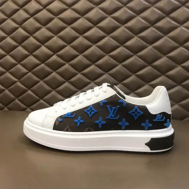 Louis Vuitton LV Trainer Black Blue Monogrammed Canvas Platform Sole Lifestyle Sneakers 6