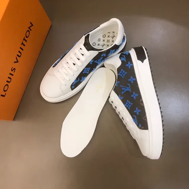 Louis Vuitton LV Trainer Black Blue Monogrammed Canvas Platform Sole Lifestyle Sneakers 7
