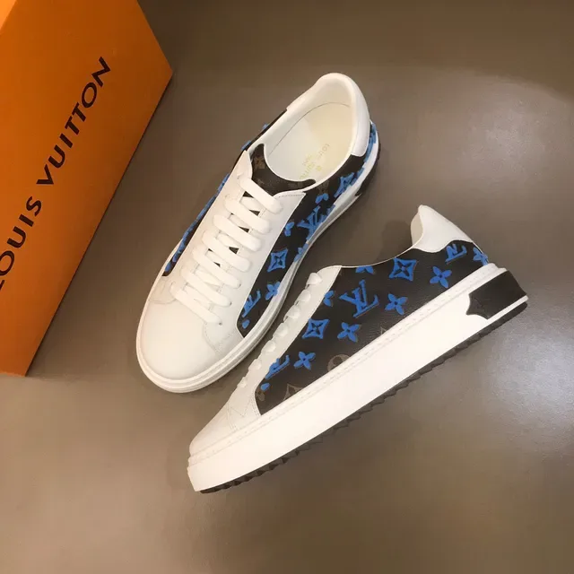 Louis Vuitton LV Trainer Black Blue Monogrammed Canvas Platform Sole Lifestyle Sneakers 8