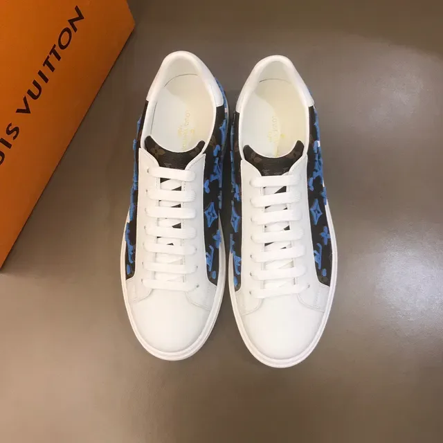 Louis Vuitton LV Trainer Black Blue Monogrammed Canvas Platform Sole Lifestyle Sneakers 9