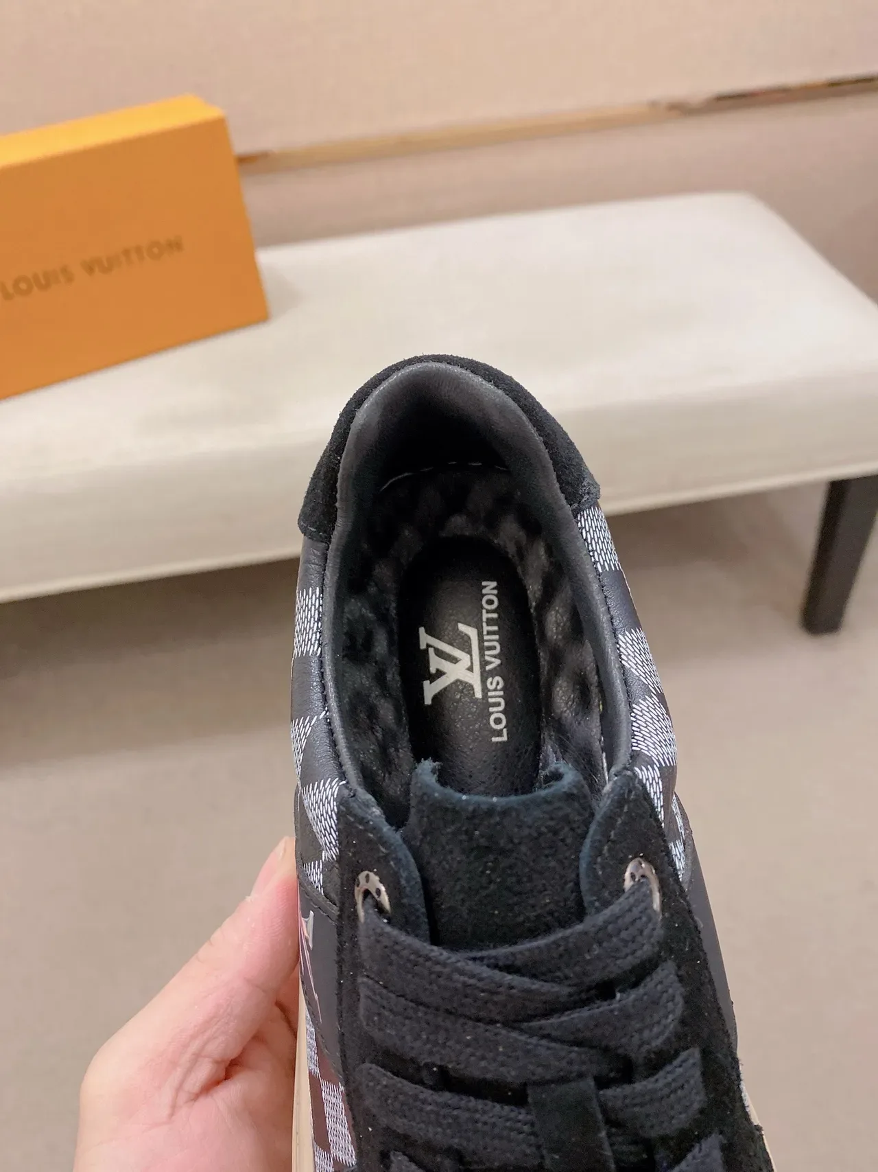Louis Vuitton LV Trainer Black Gray Low-Top Checkerboard Paneling Lifestyle Sneakers 4