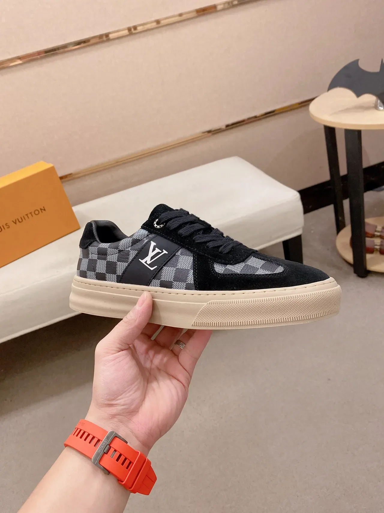 Louis Vuitton LV Trainer Black Gray Low-Top Checkerboard Paneling Lifestyle Sneakers 5