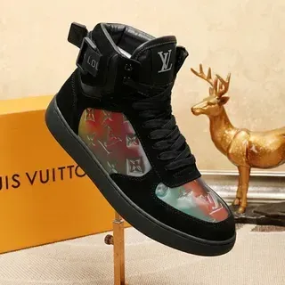 Louis Vuitton LV Trainer Negro Multicolor de alto ante parte superior zapatillas lifestyle