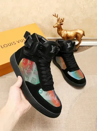 Louis Vuitton LV Trainer Black Multicolor High-Top Suede Upper Lifestyle Sneakers 8