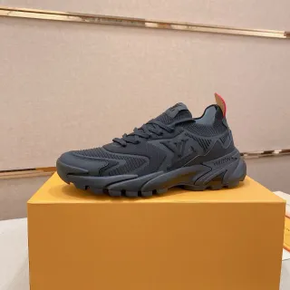 Louis Vuitton LV Trainer কালো লাল একরঙ বোনা জাল উপরের অংশ মোটা স্নিকার্স
