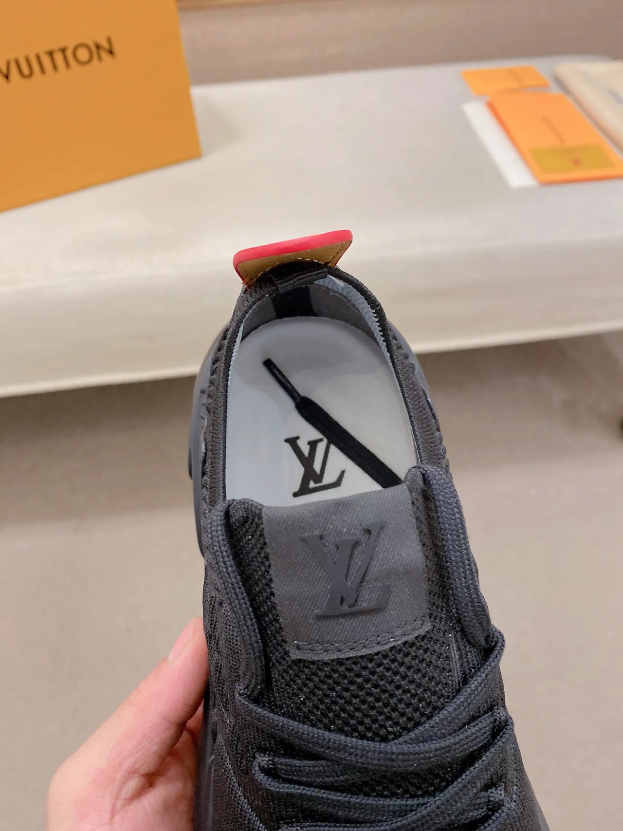 Louis Vuitton LV Trainer Black Red Monochrome Knit Mesh Upper Chunky Sneakers 6