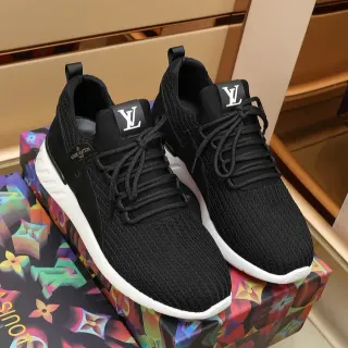 Louis Vuitton LV Trainer Black White Knit Upper Monogram Branding Lifestyle Sneakers