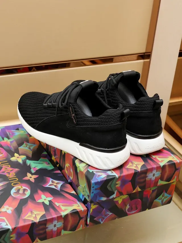 Louis Vuitton LV Trainer Noir Blanc Tricô Supérieur Monogramme Sneakers Lifestyle 6