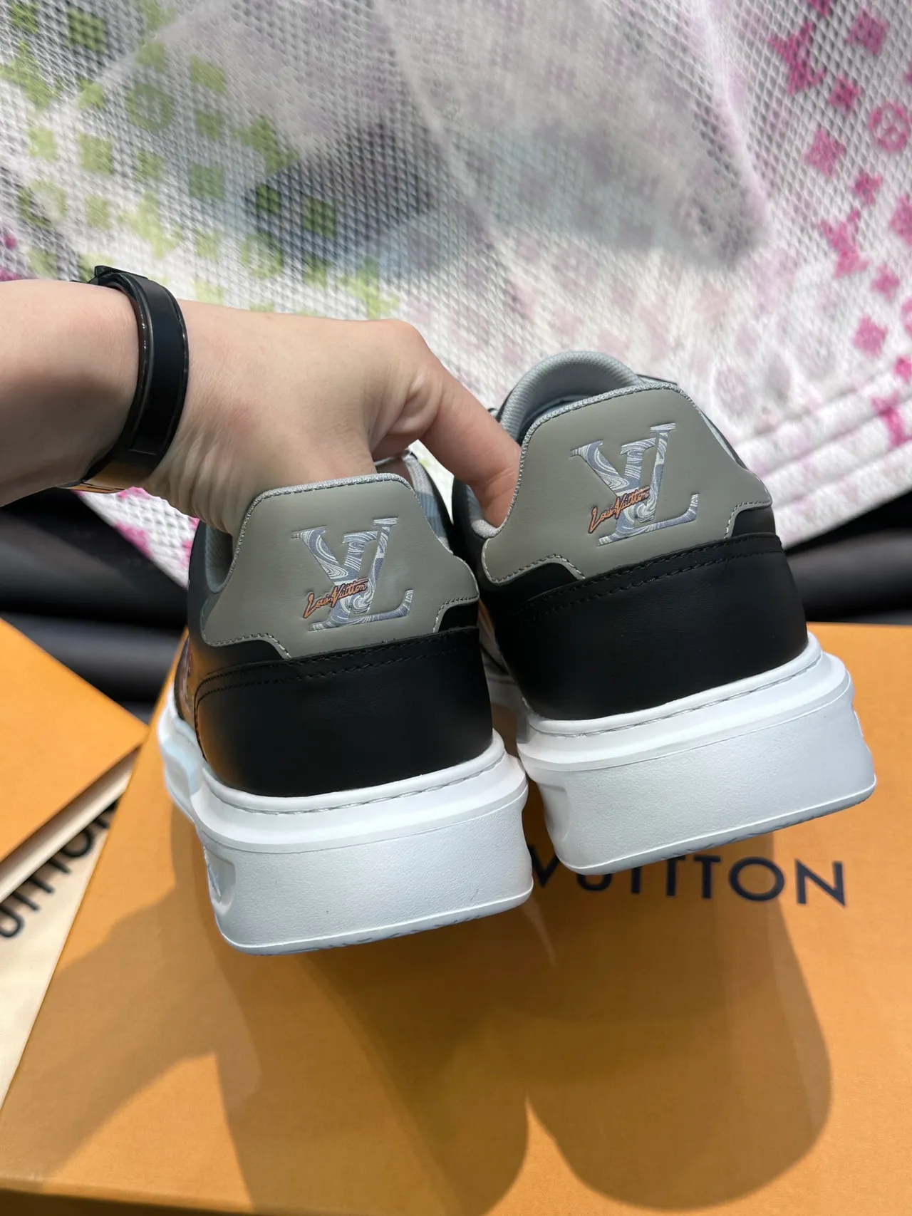 Louis Vuitton LV Trainer Black White Low-Top Leather Upper Lifestyle Sneakers 3