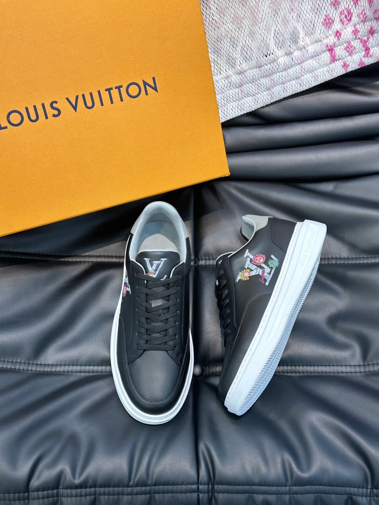 Louis Vuitton LV Trainer Black White Low-Top Leather Upper Lifestyle Sneakers 4