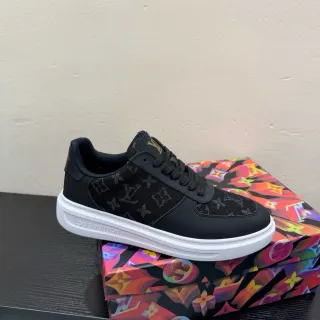Louis Vuitton LV Trainer Negro Blanco Monogram Jacquard Superior Piel Suave Recubrimientos Estilo de Vida Sneakers