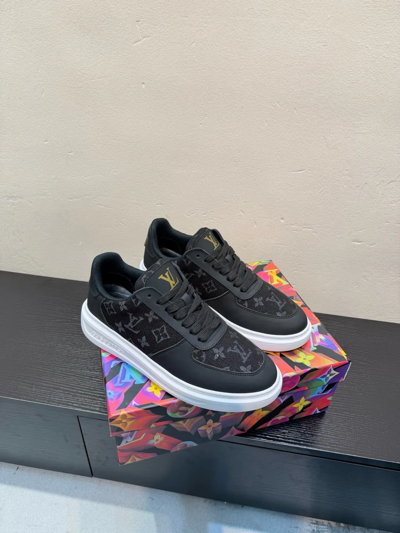 Louis Vuitton LV Trainer Black White Monogram Jacquard Upper Smooth Leather Overlays Lifestyle Sneakers 5