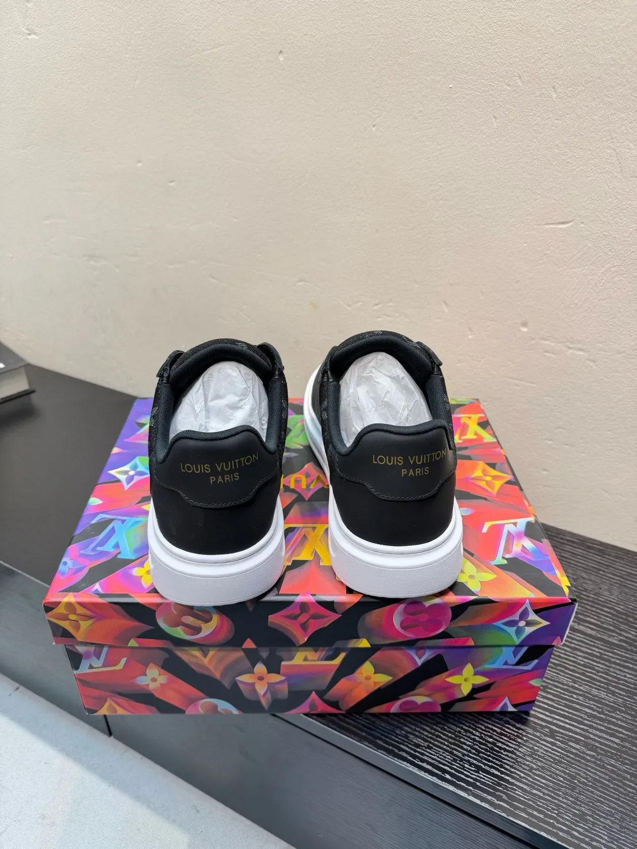 Louis Vuitton LV Trainer Black White Monogram Jacquard Upper Smooth Leather Overlays Lifestyle Sneakers 6
