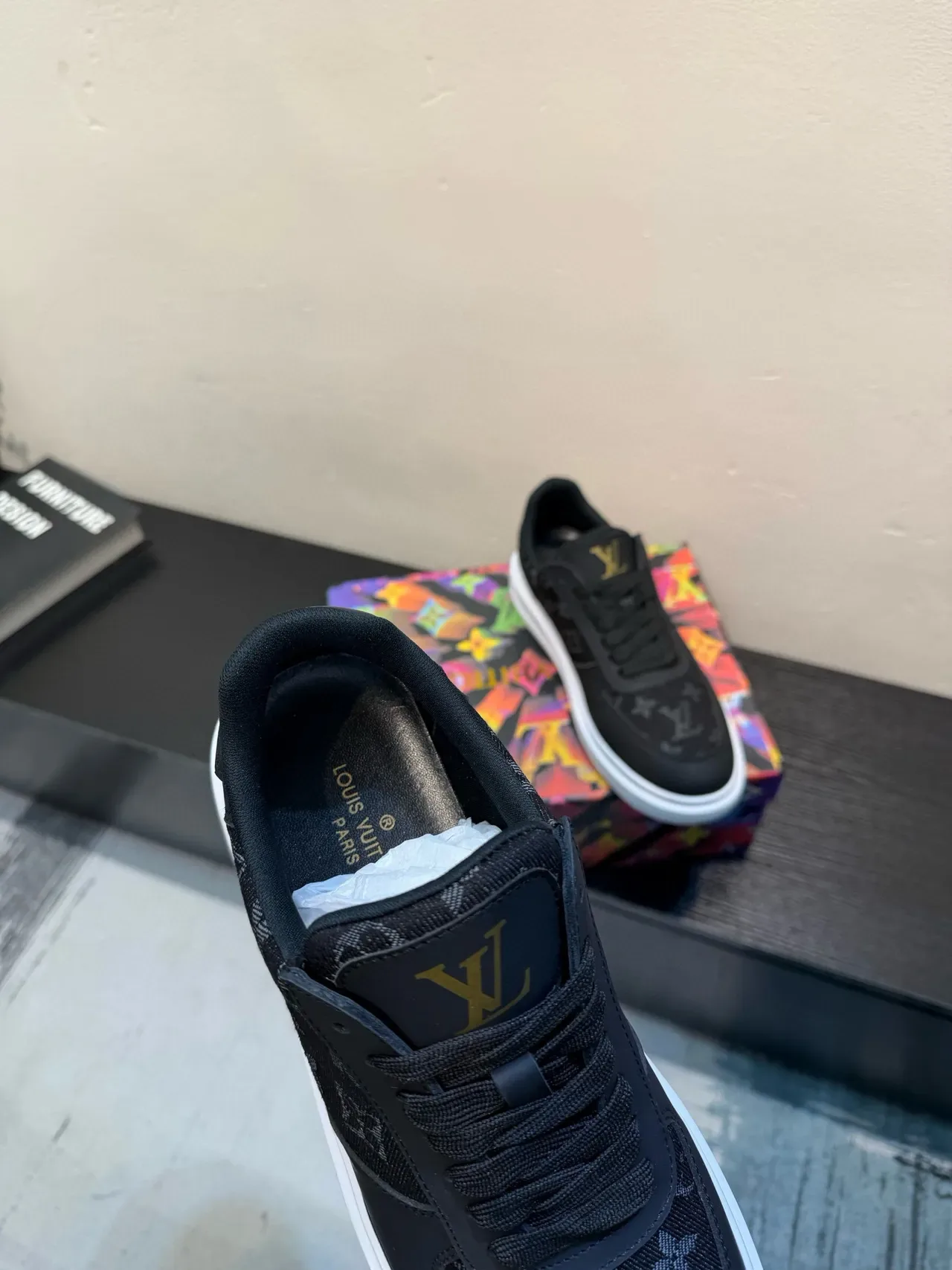 Louis Vuitton LV Trainer Black White Monogram Jacquard Upper Smooth Leather Overlays Lifestyle Sneakers 7