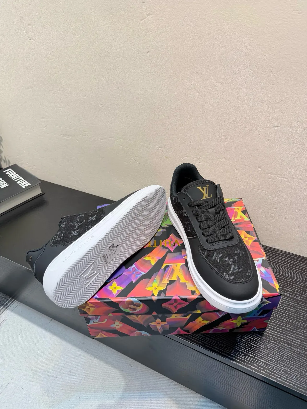 Louis Vuitton LV Trainer Black White Monogram Jacquard Upper Smooth Leather Overlays Lifestyle Sneakers 9