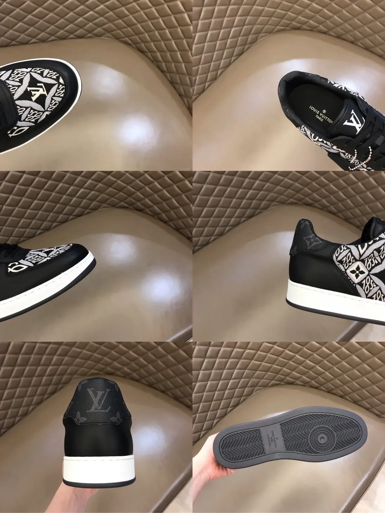Louis Vuitton LV Trainer Black White Monogram-Print Textile Smooth Leather Lifestyle Sneakers 3