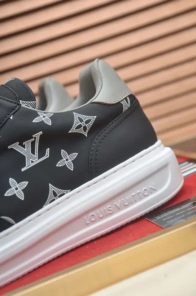 Louis Vuitton LV Trainer Black White Monogram-Printed Upper Platform Sole Lifestyle Sneakers 2