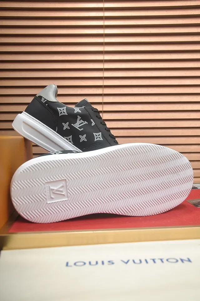 Louis Vuitton LV Trainer Black White Monogram-Printed Upper Platform Sole Lifestyle Sneakers 3