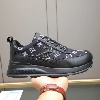 Louis Vuitton LV Trainer Black White Monogrammed Canvas Embossed Leather Logo Lifestyle Sneakers