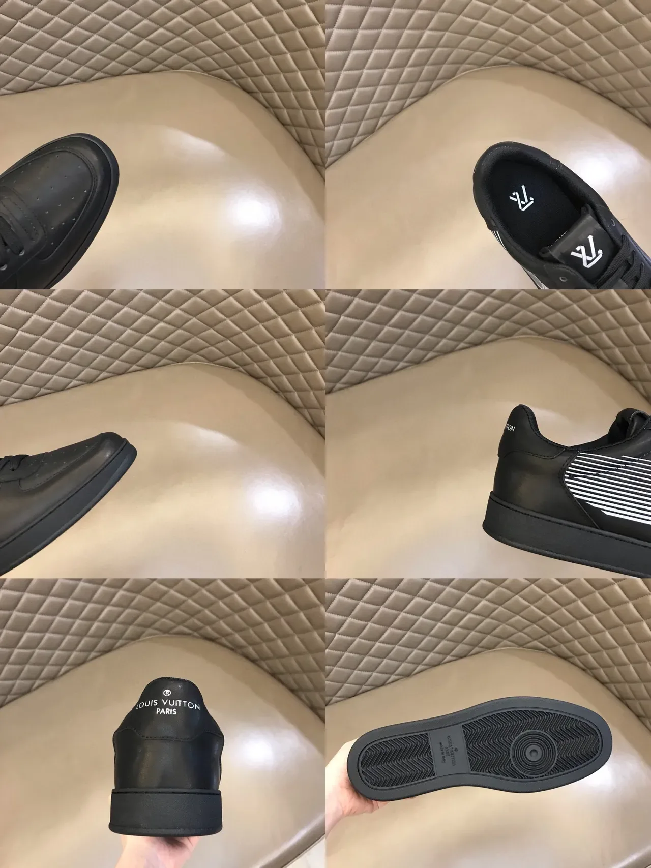 Louis Vuitton LV Trainer Black White Smooth Leather Upper Perforated Toe Cap Lifestyle Sneakers 2