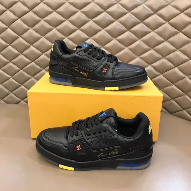 Louis Vuitton LV Trainer Black Yellow Leather Upper Chunky Layered Midsole Lifestyle Sneakers 7