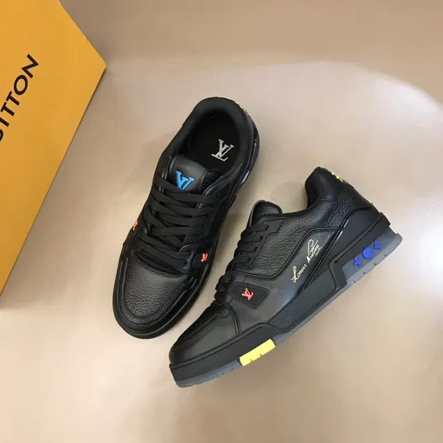 Louis Vuitton LV Trainer Black Yellow Leather Upper Chunky Layered Midsole Lifestyle Sneakers 8