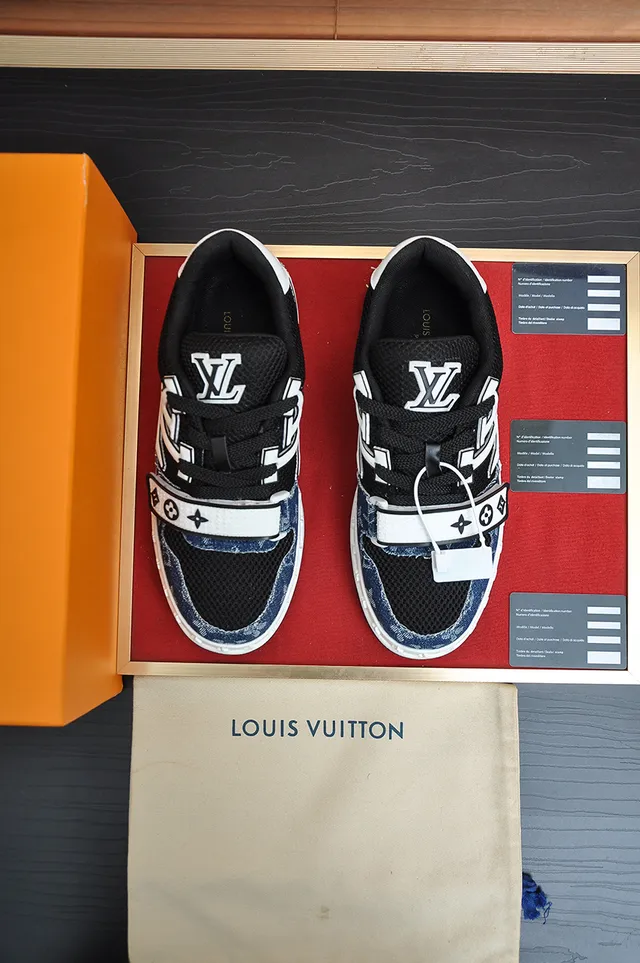 Louis Vuitton LV Trainer Blue White Denim Monogram Upper Strap Closure Lifestyle Sneakers 5