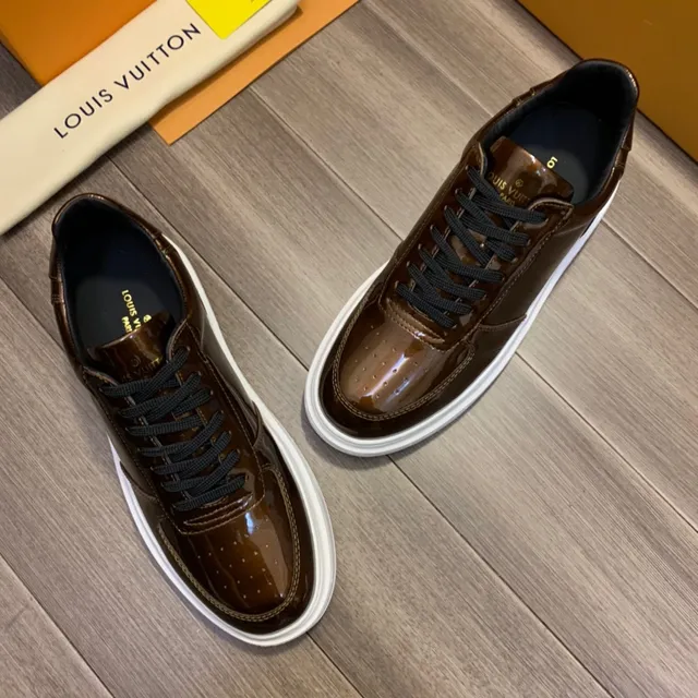 Louis Vuitton LV Trainer Brown Black Glossy Patent Leather Upper Perforated Toe Cap Lifestyle Sneakers 8