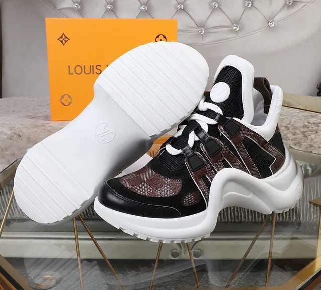 Louis Vuitton LV Trainer Brown Black Sculpted Sole Monogram Canvas Straps Chunky Sneakers 2