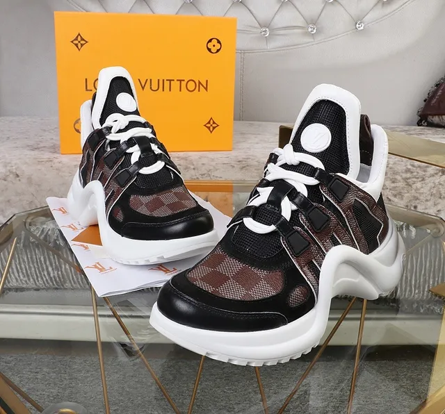 Louis Vuitton LV Trainer Brown Black Sculpted Sole Monogram Canvas Straps Chunky Sneakers 3