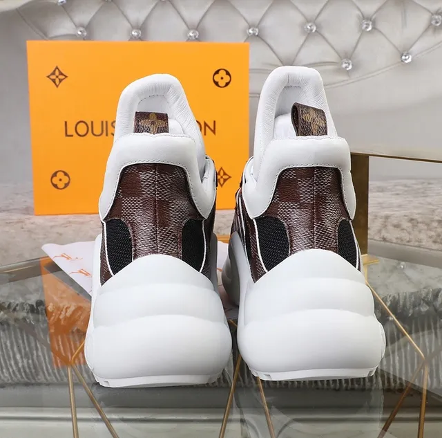Louis Vuitton LV Trainer Brown Black Sculpted Sole Monogram Canvas Straps Chunky Sneakers 4