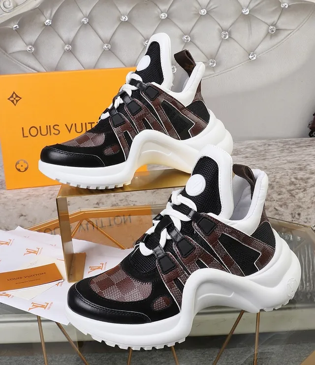 Louis Vuitton LV Trainer Brown Black Sculpted Sole Monogram Canvas Straps Chunky Sneakers 5