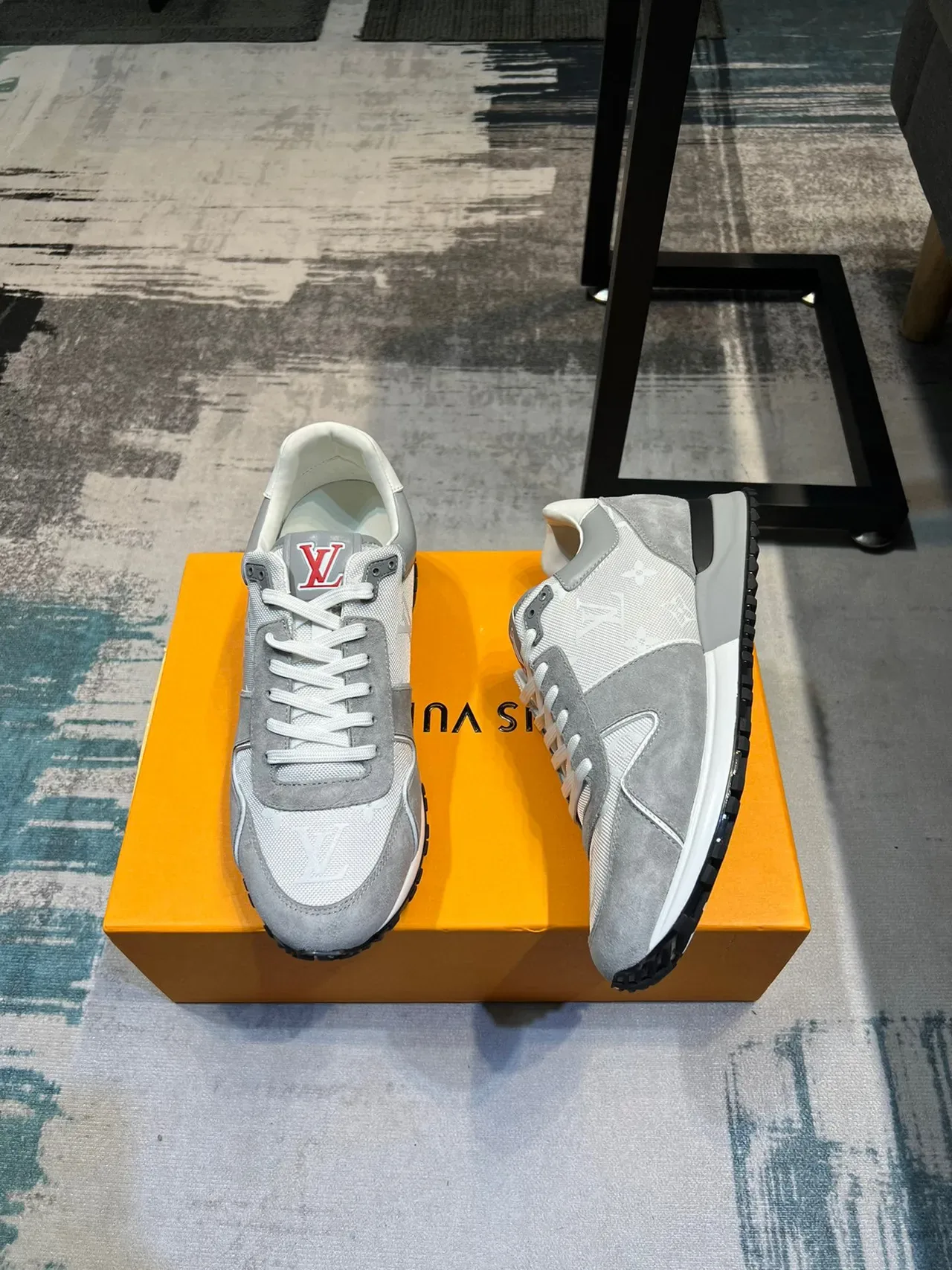 Louis Vuitton LV Trainer Gray White Monogrammed Textile Suede Overlays Lifestyle Sneakers 4