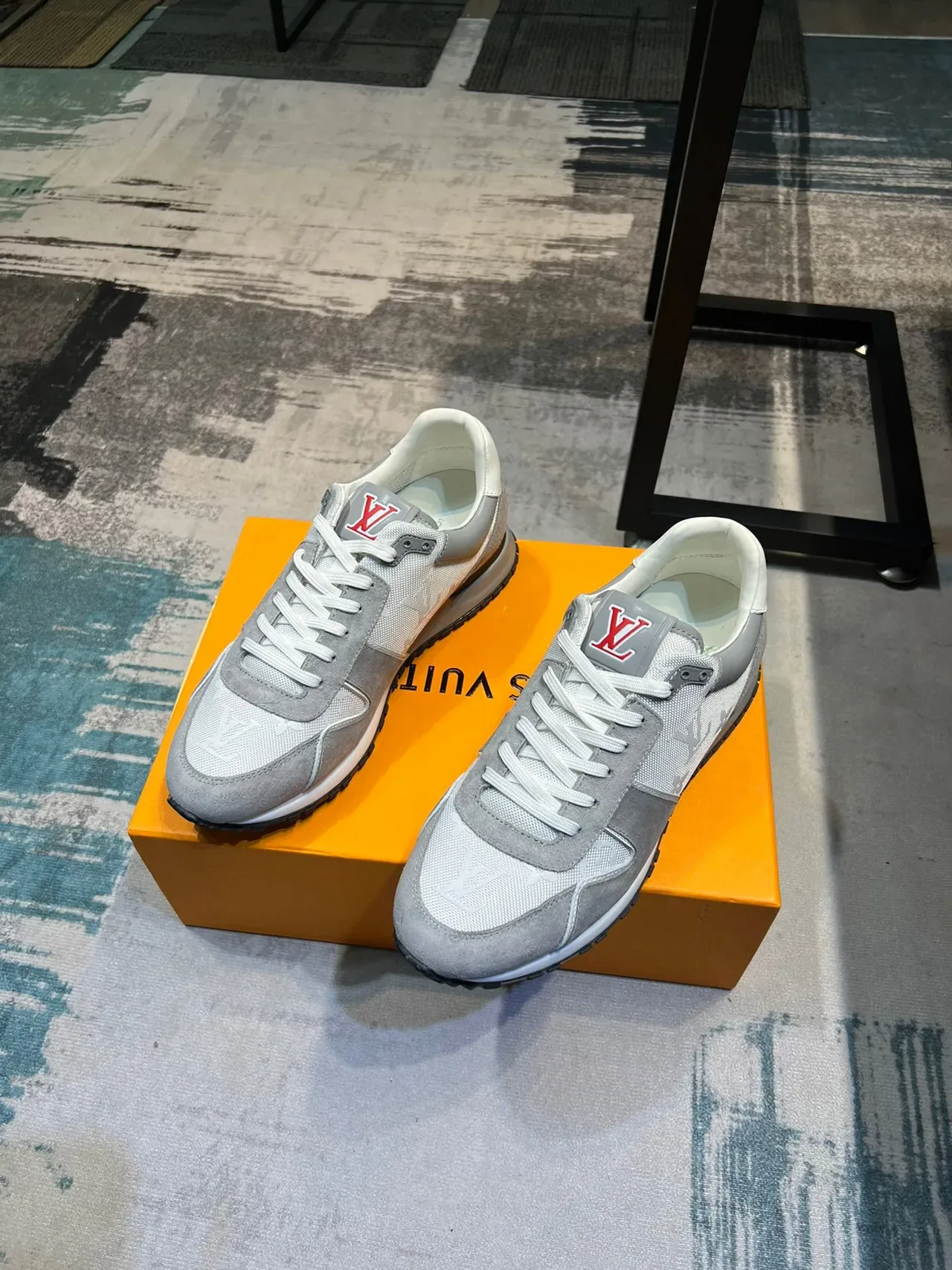 Louis Vuitton LV Trainer Gray White Monogrammed Textile Suede Overlays Lifestyle Sneakers 5