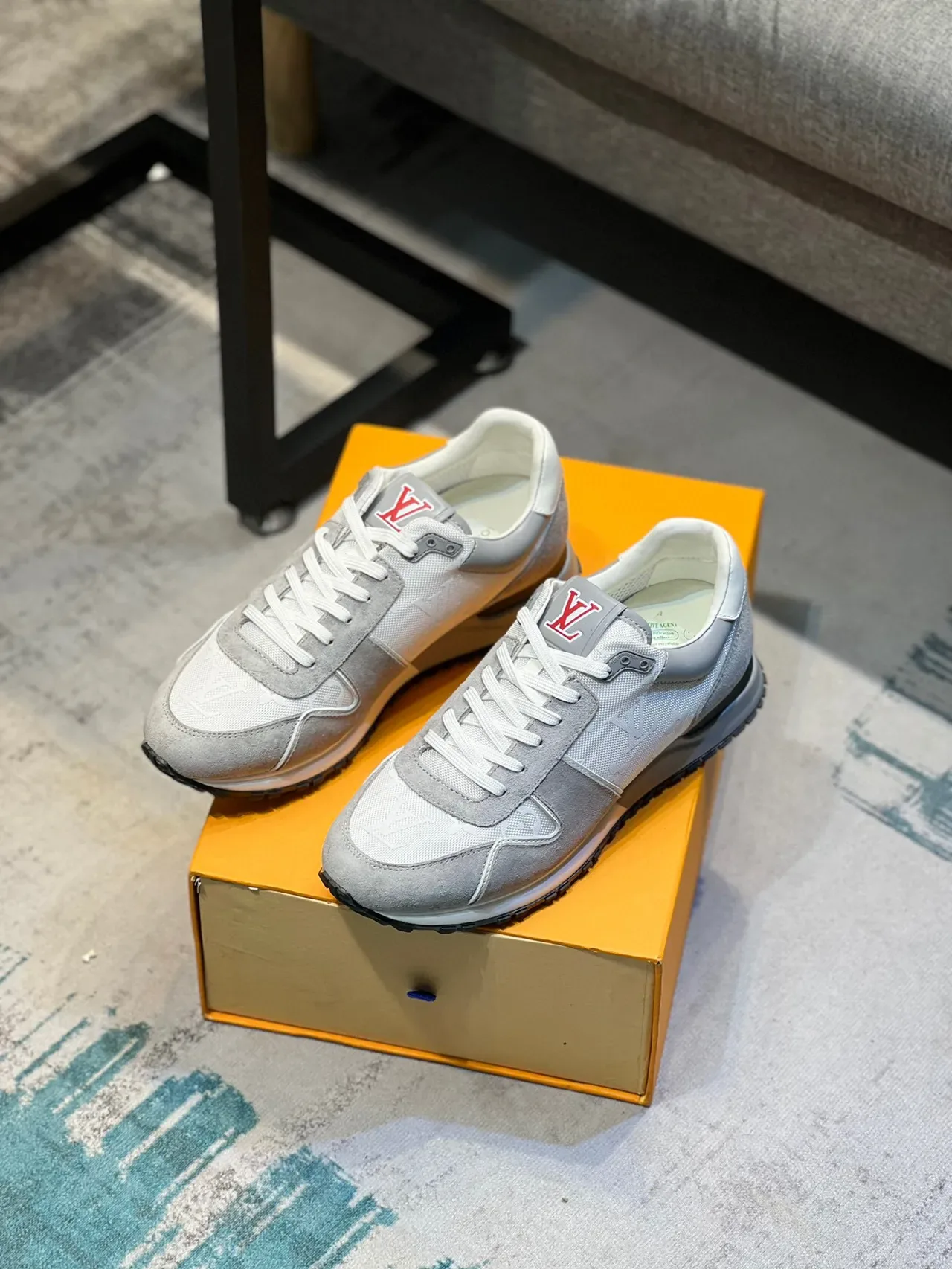 Louis Vuitton LV Trainer Gray White Monogrammed Textile Suede Overlays Lifestyle Sneakers 7