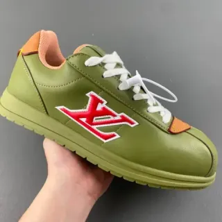 Louis Vuitton LV Trainer Verde Beige Oliva Cuero Bordado Monogram Zapatillas lifestyle