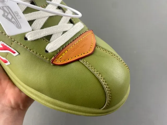 Louis Vuitton LV Trainer Green Beige Olive Leather Embroidered Monogram Lifestyle Sneakers 2