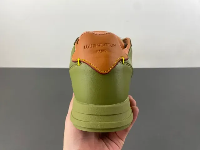 Louis Vuitton LV Trainer Green Beige Olive Leather Embroidered Monogram Lifestyle Sneakers 4