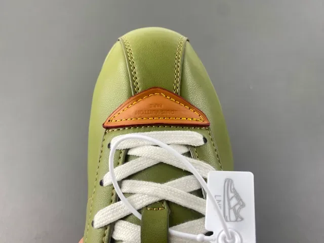 Louis Vuitton LV Trainer Green Beige Olive Leather Embroidered Monogram Lifestyle Sneakers 5