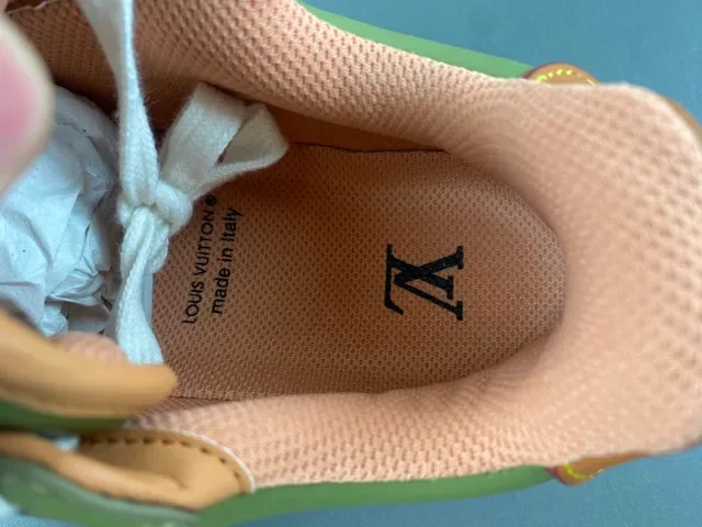 Louis Vuitton LV Trainer Green Beige Olive Leather Embroidered Monogram Lifestyle Sneakers 7
