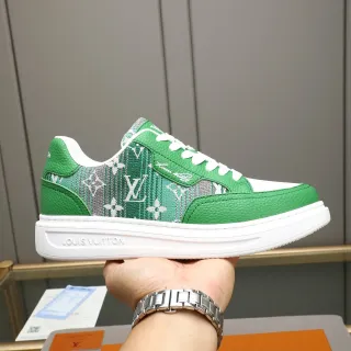 Louis Vuitton LV Trainer Zapatillas Lifestyle Verde y Blanco Low-Top de Material Mixto Superior